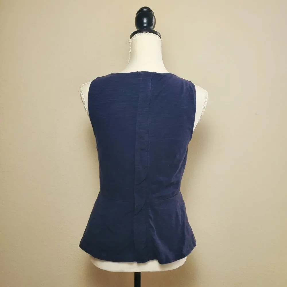 J. Crew Navy Peplum Blouse Small